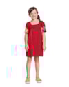 Vestido Infantil em Viscose Linho com Estampa Manga - Kely Kety - Carmim-b8ec13b6-221f-440c-a48d-4868a72d8b1f