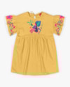 Vestido Infantil em Viscose Linho Estampa Tucano - Kely Kety - Mostarda-793ae637-89c7-4a1c-9a15-3fc8daa69b4f