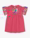 Vestido Infantil em Viscose Linho Estampa Tucano - Kely Kety - Rosa-0abb3e39-e835-4ec7-a14b-a6d96b77b5ce