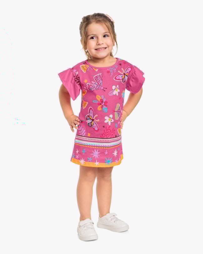 Vestido Infantil Estampa Borboletas Kely Kety-63f2d99e-6fe6-48db-9a33-fb7fb45159c6
