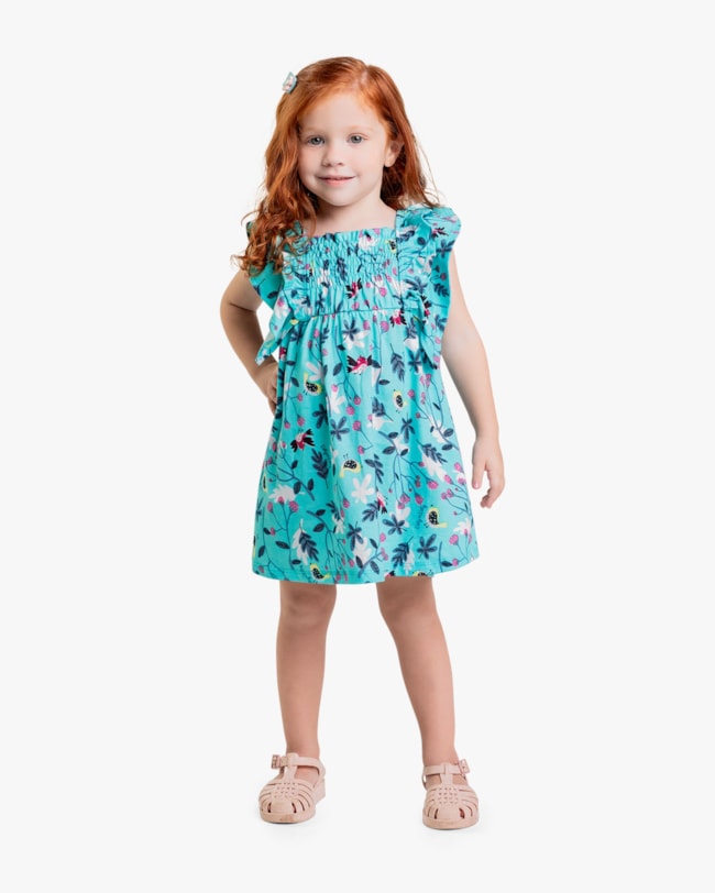 Vestido Infantil Estampa Flores - Kely Kety - Tiffany-701597b0-e3f0-43b5-a76b-960d704db014