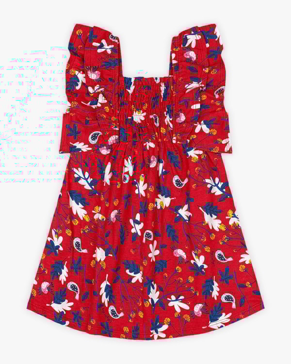 Vestido Infantil Estampa Flores - Kely Kety - Tomato