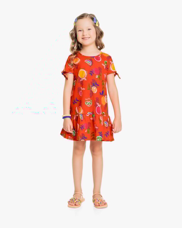 Vestido Infantil Estampa Frutas- Kely Kety - Carrot