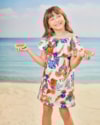 Vestido Infantil Estampa Tropical  em Meia Malha - Kely Kety - Natural-d03abf3a-5f2e-41fb-829f-ad48563d1072