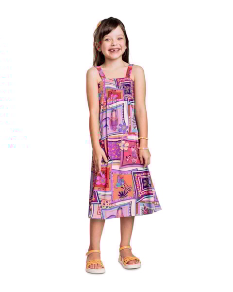 Vestido Infantil Estampado com Laço nas Costas - Kely Kety - Ibiza
