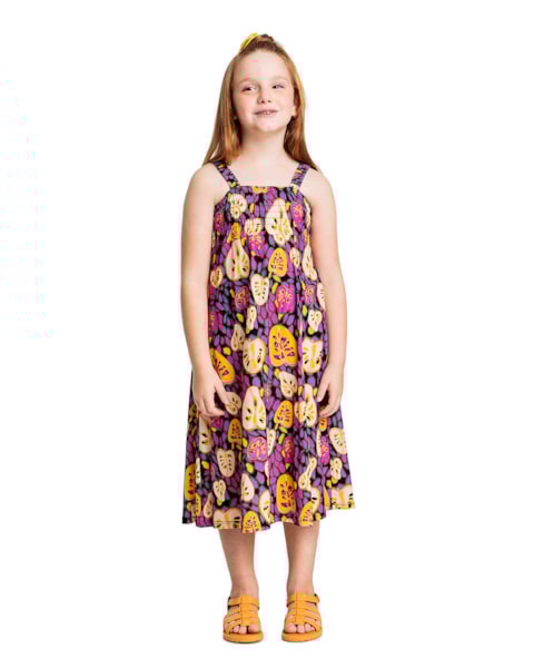 Vestido Infantil Estampado com Laço nas Costas - Kely Kety - Preto