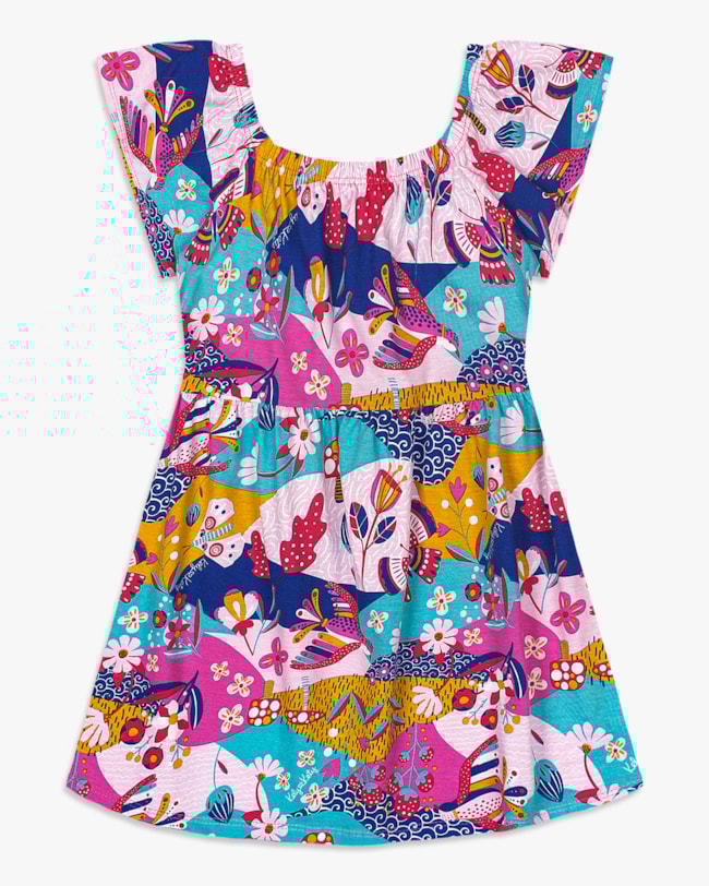 Vestido Infantil Estampado com Manga Babado - Kely Kety - Blossom-354fdf1b-55ad-4087-8f1e-e62a67967688