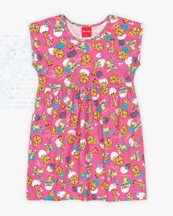 Vestido Infantil Estampado em Meia Malha - Kely Kety - Blossom