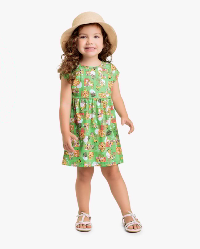 Vestido Infantil Estampado em Meia Malha - Kely Kety - Detox-62c62690-dc52-417c-bb9c-233443fa13db