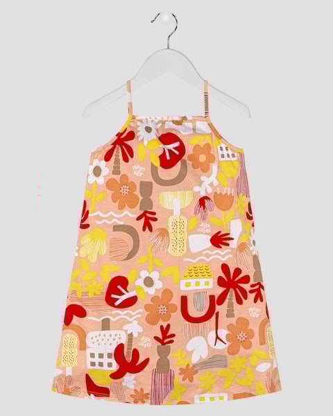 Vestido Infantil Estampado em Meia Malha Kely Kety Laranja