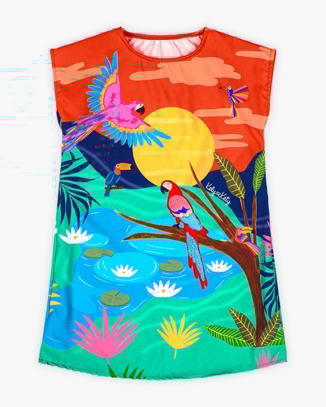 Vestido Infantil Estampado em Tecido Resort - Kely Kety - Carrot-91ab94ab-ea75-4f54-b690-33f7522e9564