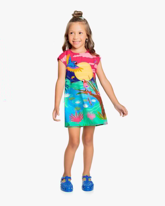 Vestido Infantil Estampado em Tecido Resort - Kely Kety - Cherry-1d5faa97-5134-4886-b05d-df09cbeb5fbe