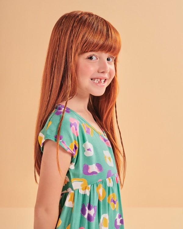 Vestido Infantil Estampado em Viscose Kely Kety