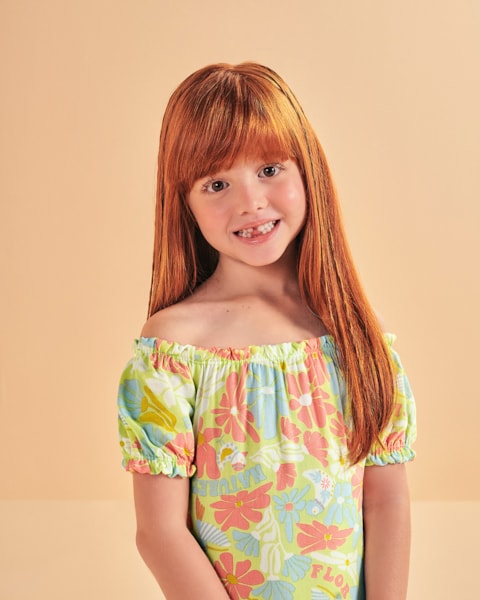 Vestido Infantil Estampado Flores Kely Kety