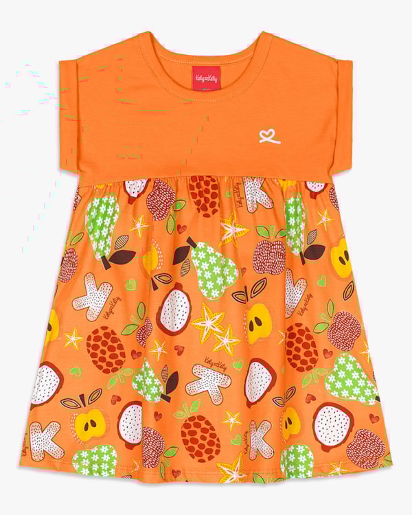 Vestido Infantil Estampado Frutas Tropicais - Kely Kety - Nectarine