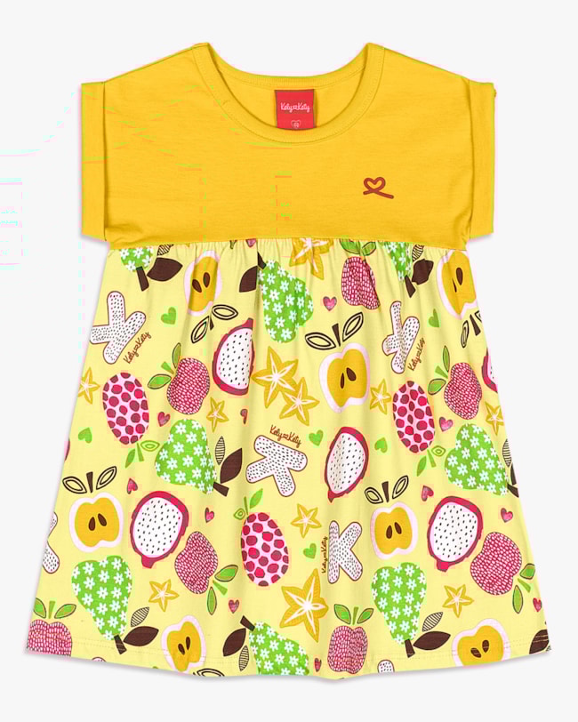 Vestido Infantil Estampado Frutas Tropicais - Kely Kety - Sol-30dda17e-ef58-469c-82e6-8eb5e1c0e292