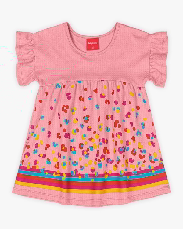 Vestido Infantil Estampado Malha Texturizada - Kely Kety - Bala de Goma