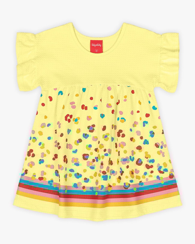 Vestido Infantil Estampado Malha Texturizada - Kely Kety - Pinacolada-1e078c11-cd5b-4090-8f33-e30ffb8b77a6