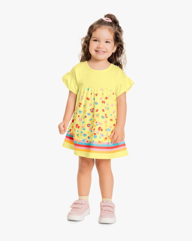 Vestido Infantil Estampado Malha Texturizada - Kely Kety - Pinacolada-98b09be6-6df5-443f-896c-c11fb3327c06