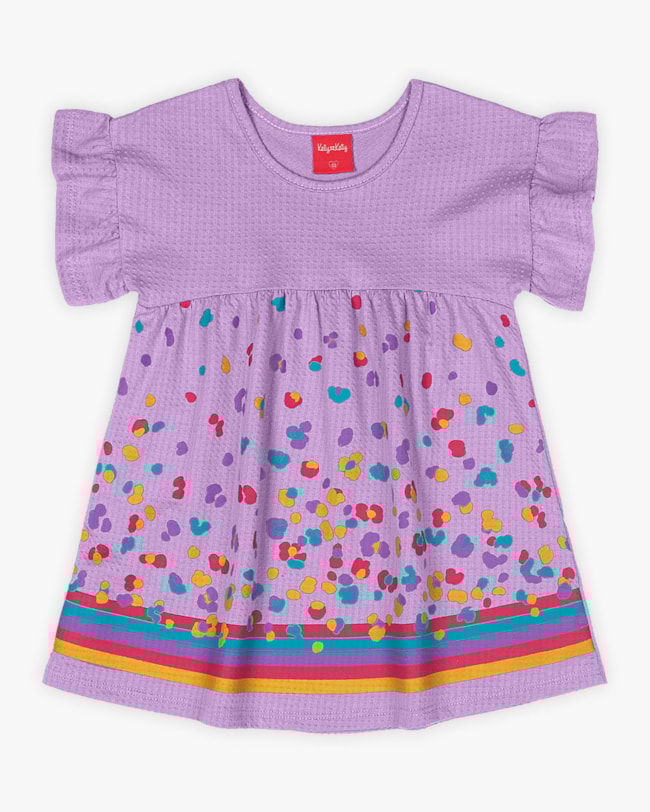 Vestido Infantil Estampado Malha Texturizada - Kely Kety - Sinfonia-98e347f0-2549-4504-be3a-e52360624f4d