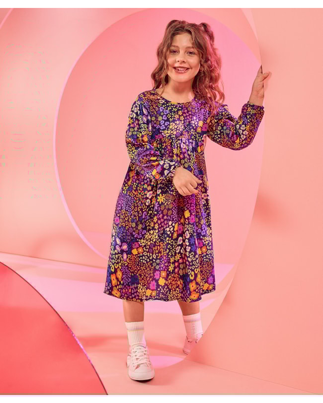 Vestido Infantil Estampado Manga Longa Kely Kety Azurita-41eaafe2-b7f9-4194-be21-f73def8a6cbb