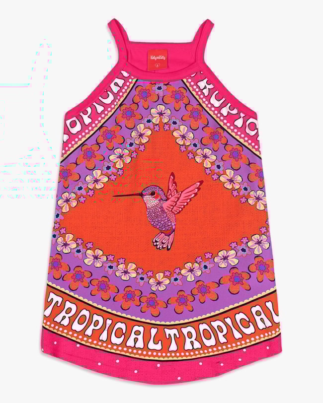 Vestido Infantil Estampado Tropical com Alças - Kely Kety - Cherry-12-0726daff-d6ed-457a-ba7e-f61b2e00a788