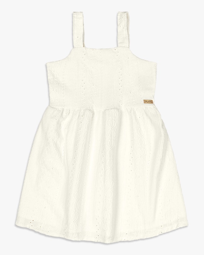 Vestido Infantil Evasê em Malha Laise - Kely Kety- Natural-a9687edf-baf7-4657-b5fc-fd306cb554e8