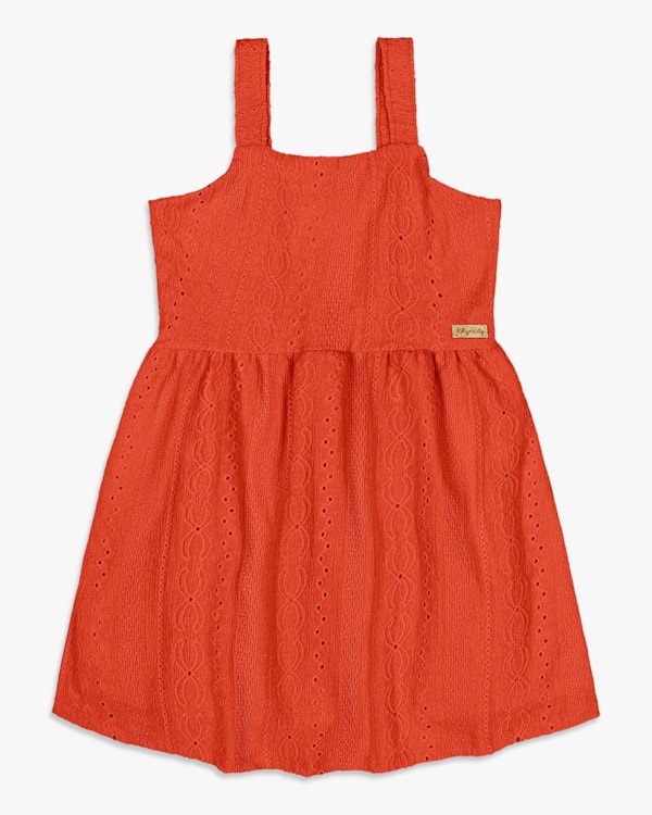 Vestido Infantil Evasê em Malha Laise - Kely Kety- Sweet Coral