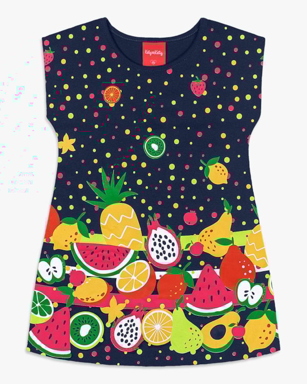 Vestido Infantil Manga Curta Estampado - Kely Kety - Oxford-02