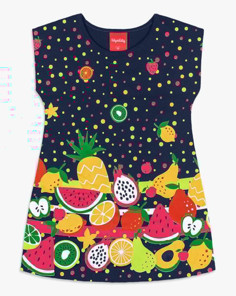 Vestido Infantil Manga Curta Estampado - Kely Kety - Oxford