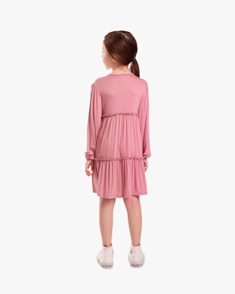 Vestido Infantil Manga Longa com Babado - Kely Kety - New Rose