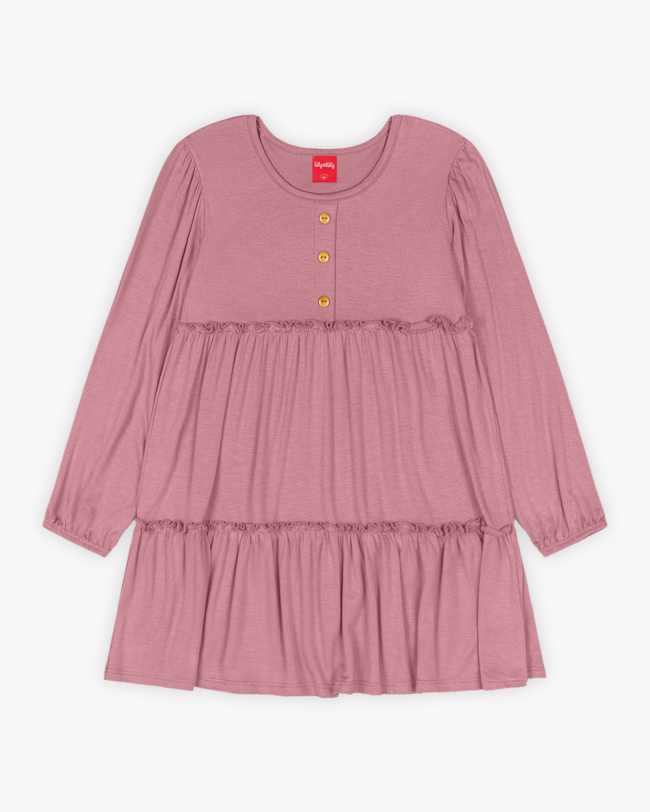Vestido Infantil Manga Longa com Babado - Kely Kety - New Rose-5c217c13-0153-46d2-ad50-1ad2ffe5aff1