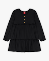 Vestido Infantil Manga Longa com Babado - Kely Kety - Preto-dd16c667-5d28-4831-9c70-de93a6badcb6