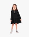 Vestido Infantil Manga Longa com Babado - Kely Kety - Preto-718a7611-ff8b-4511-8774-fe80442127ed