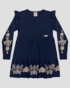 Vestido Infantil Manga Longa com Estampa e Babado - Kely Kety - Azul-650e2643-46f1-40d1-894c-9821d9b9b0ee