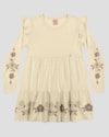 Vestido Infantil Manga Longa com Estampa e Babado - Kely Kety - Bege-f71acfe8-b825-4846-bc1b-f991f0b2e0fe