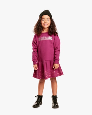 Vestido Infantil Manga Longa com Estampa - Kely Kety - Marsala-01