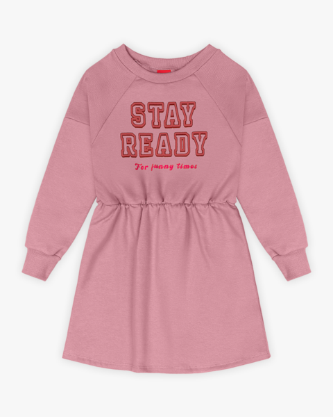 Vestido Infantil Manga Longa em Moletom com Estampa - Kely Kety - Rose