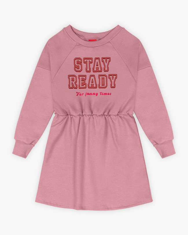 Vestido Infantil Manga Longa em Moletom com Estampa - Kely Kety - Rose-2dd55006-23e6-42f2-a84f-2d72a9800ecb