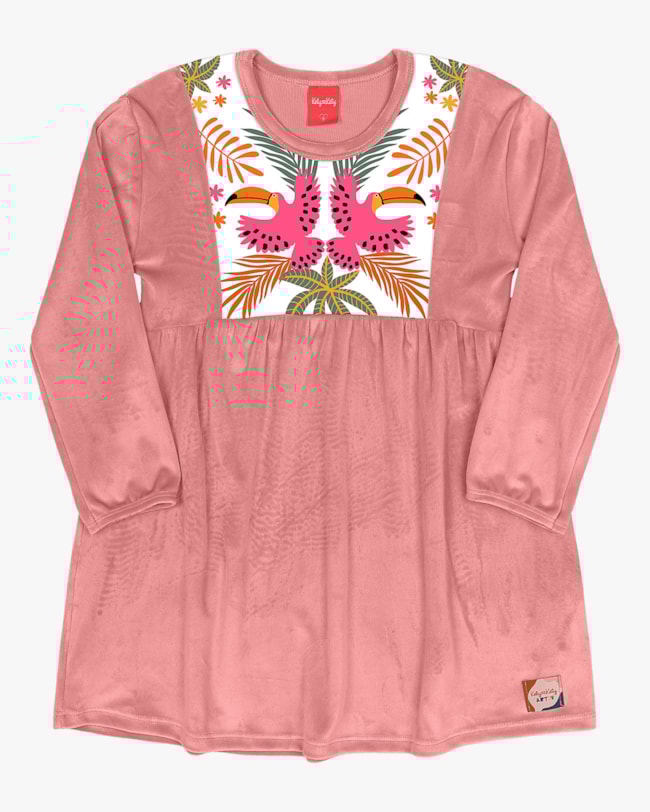 Vestido Infantil Manga Longa em Veludo Kely Kety Rosa-35921698-1927-487d-ba44-1c74dcd7a2b2