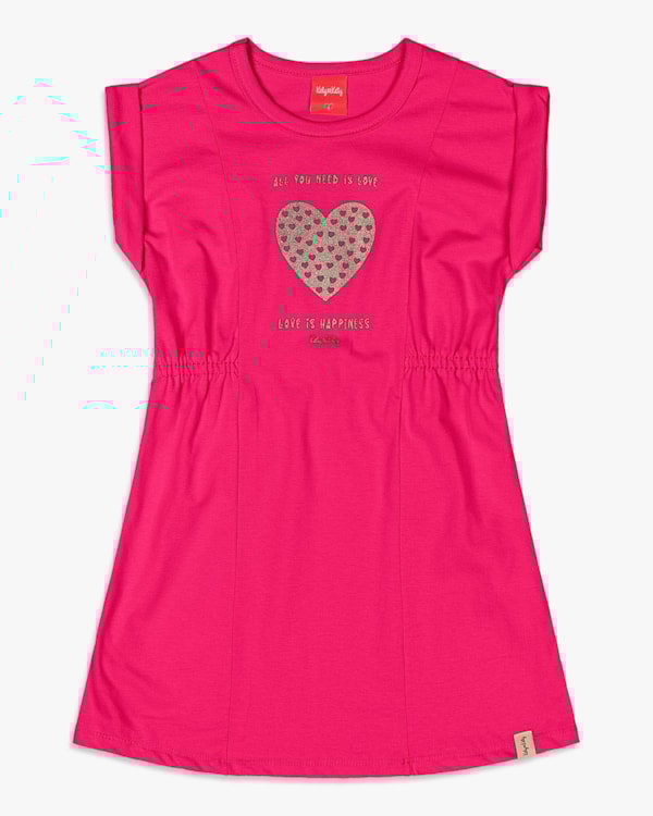 Vestido Infantil Menina com Detalhe de Coração - Kely Kety - Cherry