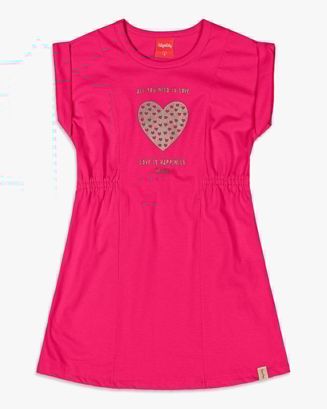 Vestido Infantil Menina com Detalhe de Coração - Kely Kety - Cherry-4a54a32a-1255-40bb-8a46-d29d25868e55
