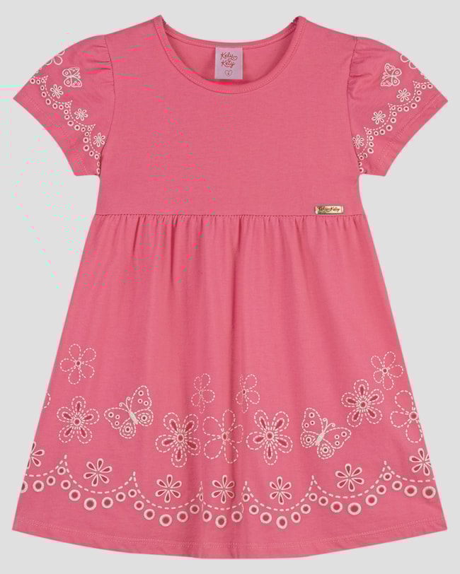 Vestido Infantil Menina em Malha com Estampa Kely Kety Rosa-57a856da-9e86-43b9-98cc-af73bfd30349