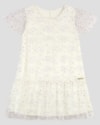 Vestido Infantil Menina em Malha com Tule Floral Kely Kety Branco-56519dba-d059-46f6-951e-b8a8a76aa92f