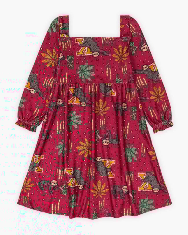 Vestido Infantil Menina Estampado com Manga Longa - Kely Kety - Wine-28666b63-78bc-4710-9d3c-7fba5c4d1914