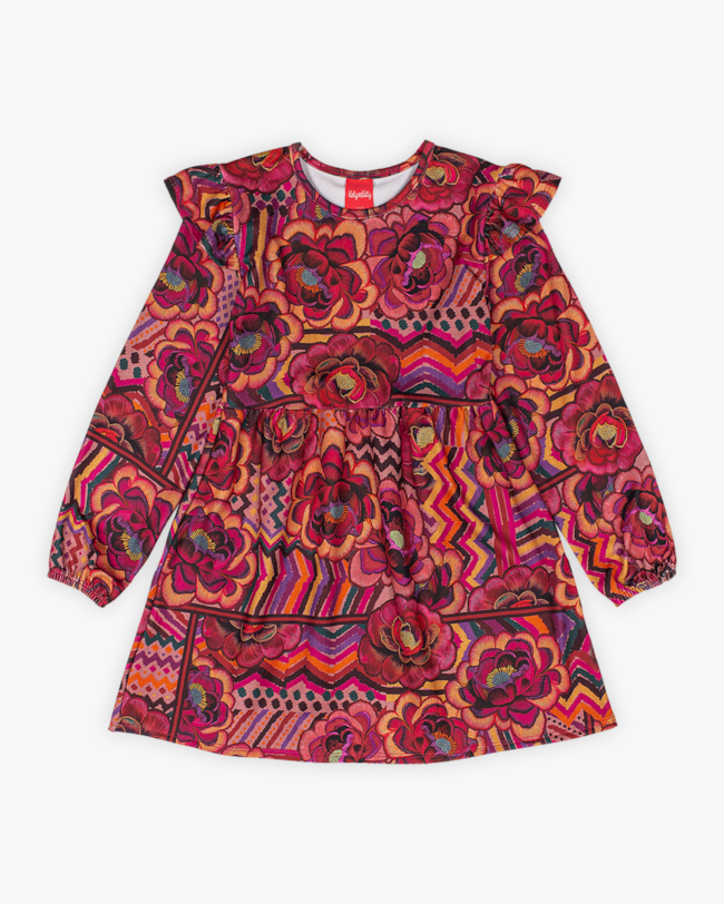 Vestido Infantil Menina Manga Longa Estampado - Kely Kety - Rosa Caramelo-95ec3d98-1f5b-4960-b431-4011a76d5f21