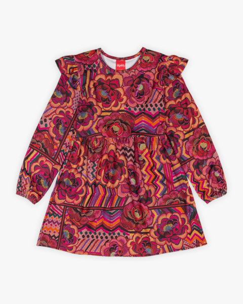 Vestido Infantil Menina Manga Longa Estampado - Kely Kety - Rosa Caramelo