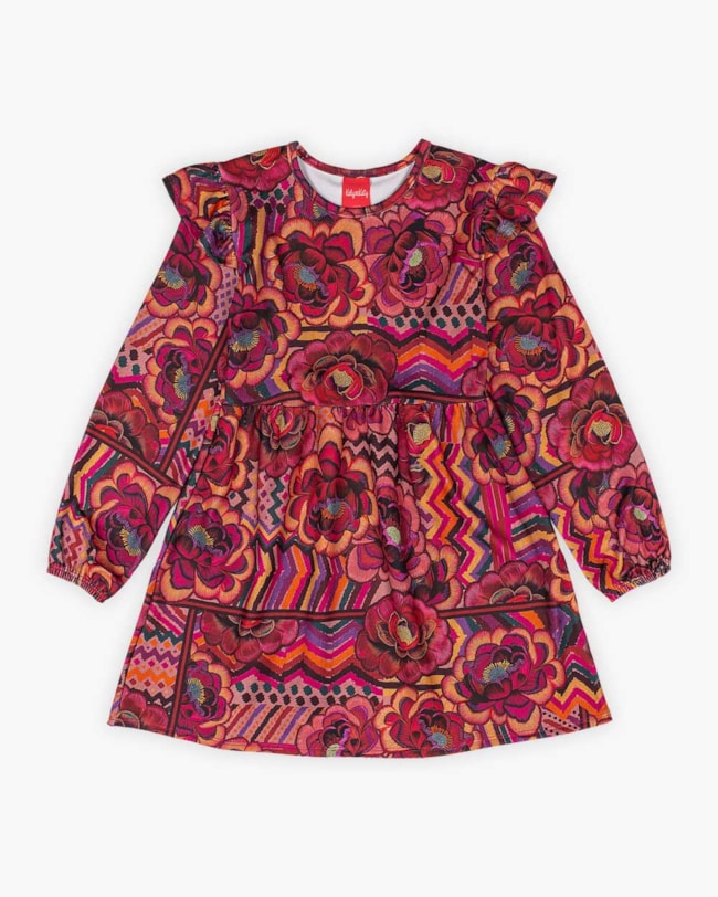 Vestido Infantil Menina Manga Longa Estampado - Kely Kety - Rosa Caramelo-24f61d04-9196-4533-9ab7-28ebb0321fdb