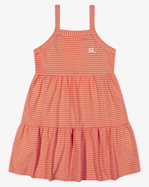 Vestido Infantil Regata em Malha Listrada com Babados - Kely Kety - Mango