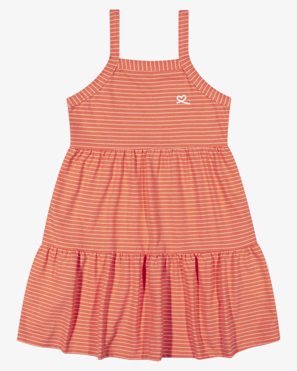 Vestido Infantil Regata em Malha Listrada com Babados - Kely Kety - Mango